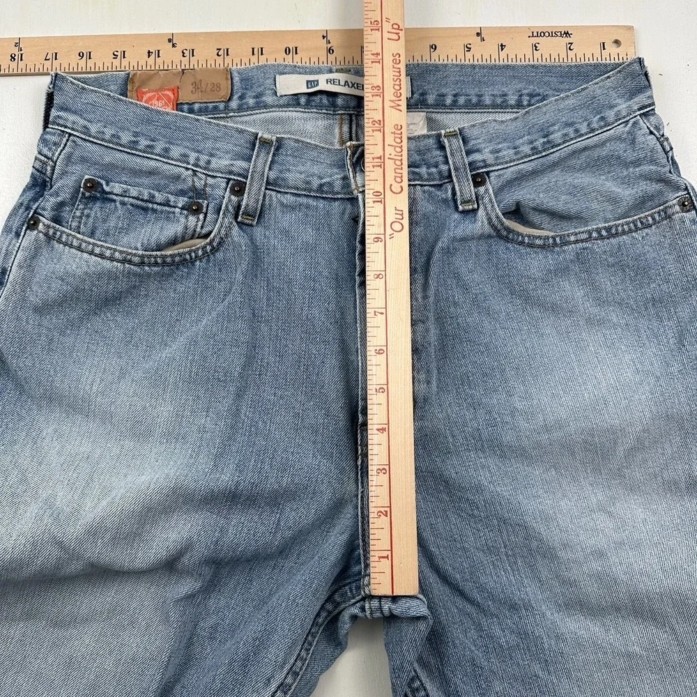 Vintage Y2K GAP Relaxed Jeans Men 34x28 Blue Denim Loose Light Wash Skate Grunge